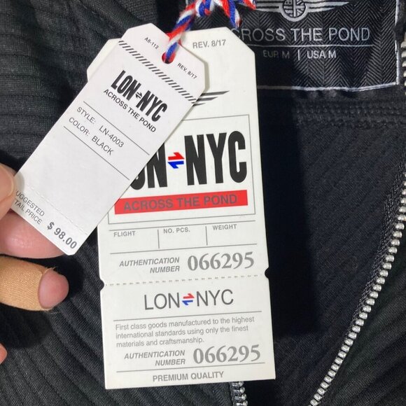 Mens Lon Nyc Across the Pond Cardigan Jacket Full Zip Black M Polyester NWT - Picture 7 of 9
